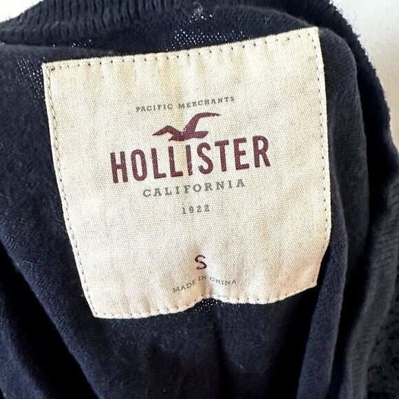Hollister Navy Long Sleeve Button Down Lacey Cardigan - Size: Small - Picture 3 of 5
